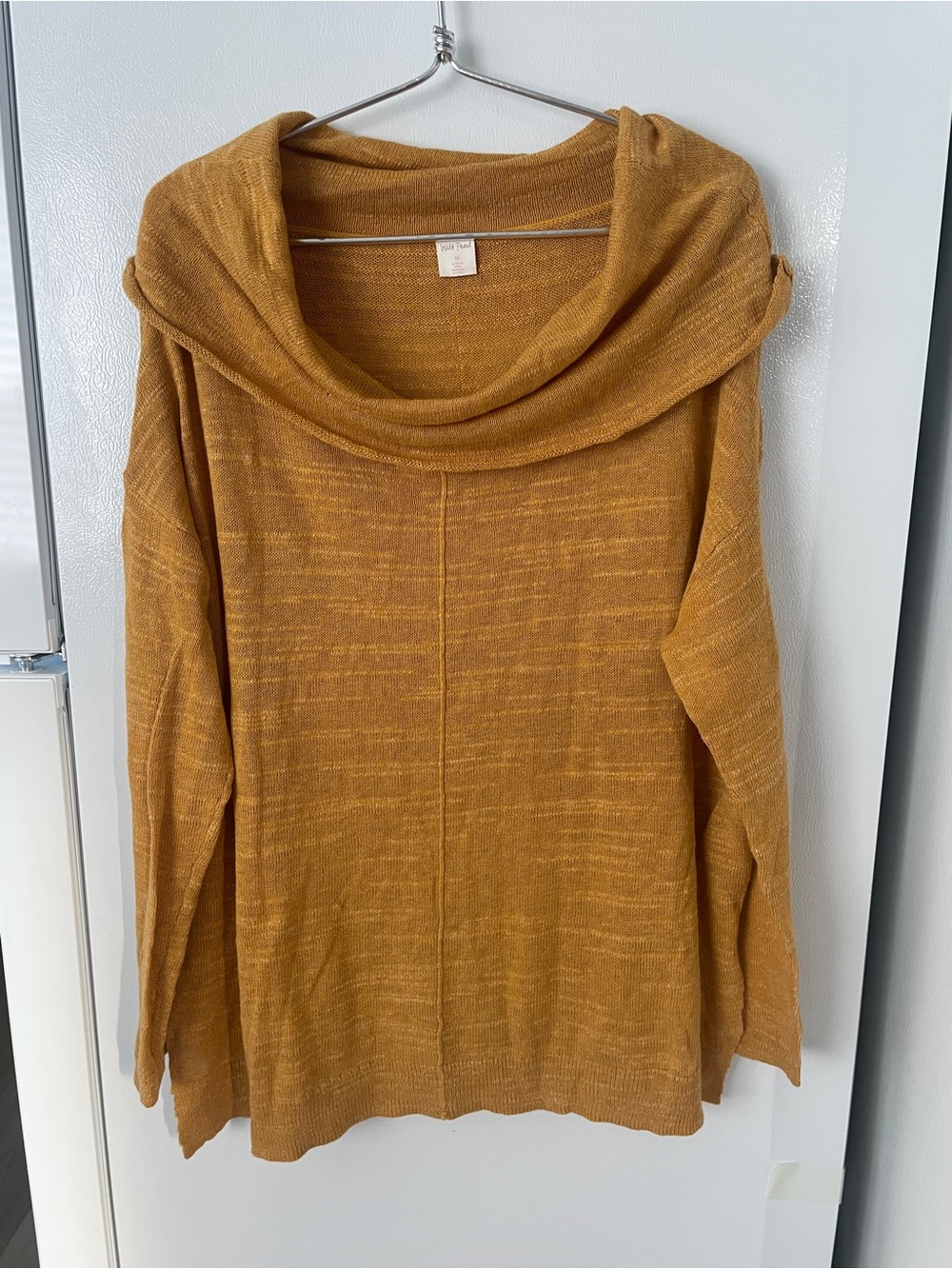 Cozy Mustard Cowl Neck Oversized Women's Sweater
